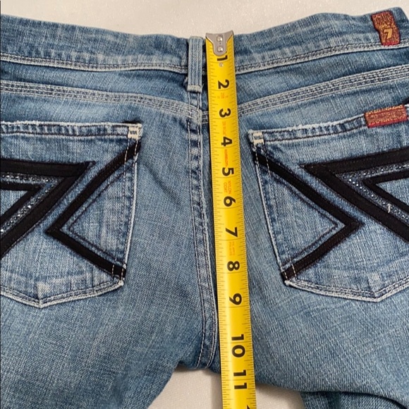 7 for all Mankind Flynt crystal embellished blue bootcut denim jeans 27 - Picture 12 of 12
